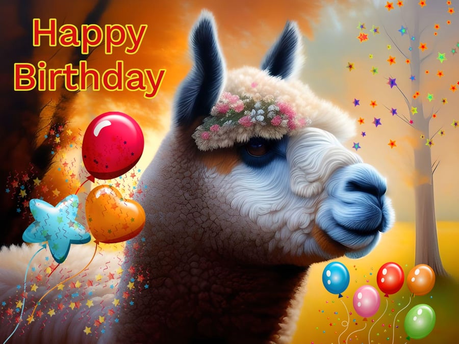 Llama or Alpaca Birthday Card A5