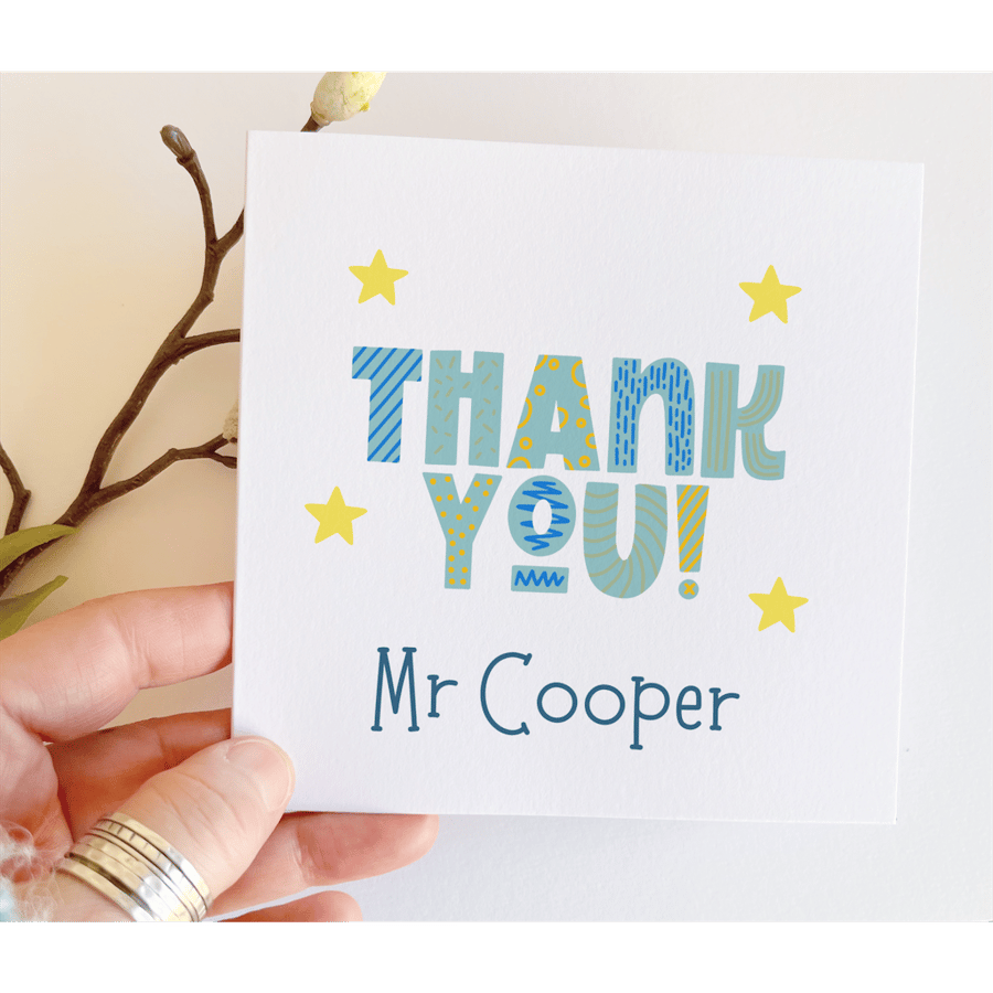 Thank you teacher card, personalised teacher thank you card