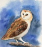 Hand painted greetings card barn owl - Image 2