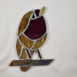 516 Stained Glass small robin - handmade hanging decoration.