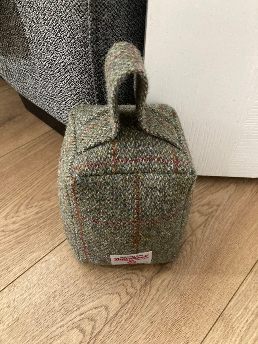 Green Check Harris Tweed Doorstop 