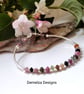 Tourmaline Irregular Bicon Cut Sterling Silver Bangle Style Bracelet - Image 1