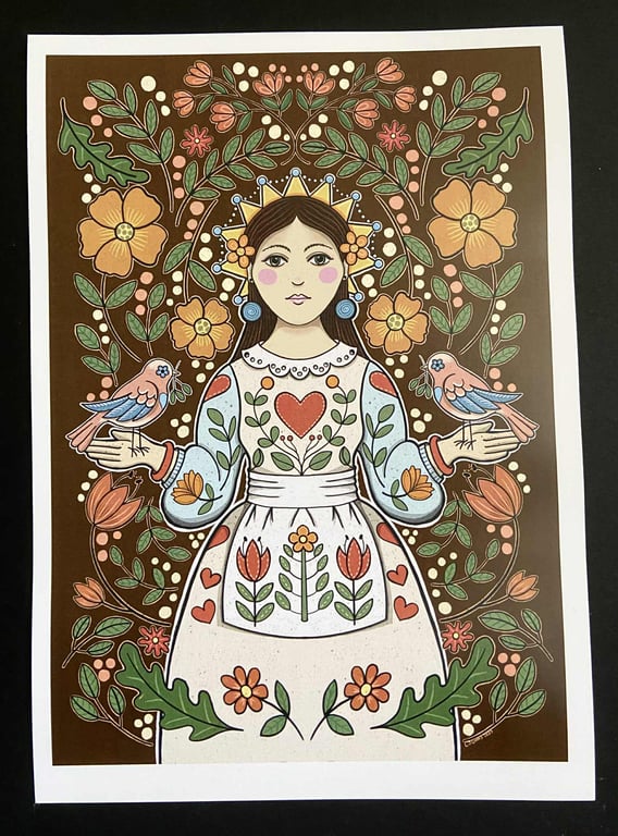 Animal guardian 2 mystical folk art wall art print birds