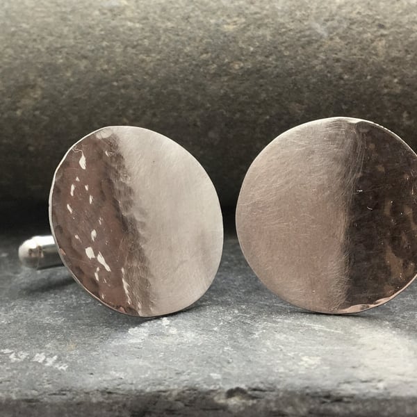 Reflections on the Sea Sterling Silver hammered disc cufflinks