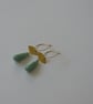 Amazonite Statement Earrings Long Drops Gold Detail on Gold Hoops Summer Dangles - Image 4