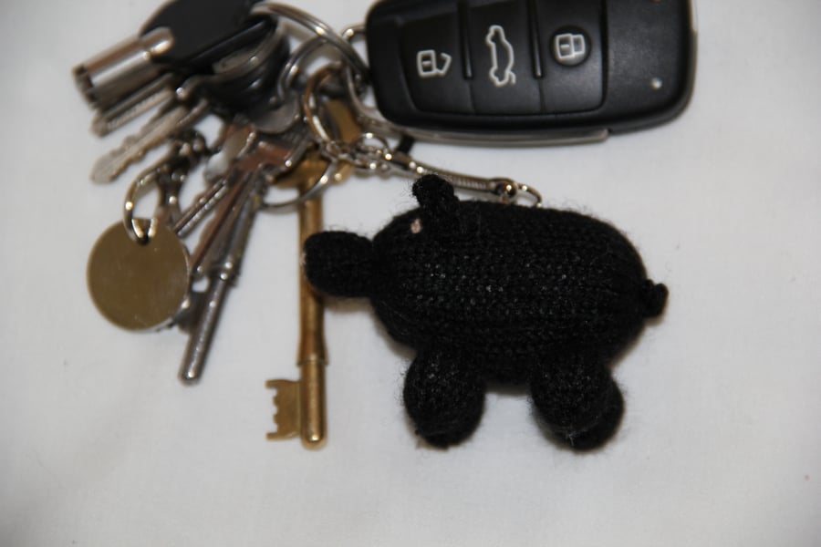 Little Black Piggy Key Ring