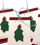 9 Handmade christmas gift tags 'Berries & Holly', gift wrapping accessory - Image 1