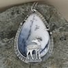 Pictish Stag Pendant with Dendritic Opal