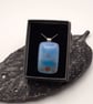 Duck on Blue Water, Fused Glass Pendant with Sterling Silver Findings
