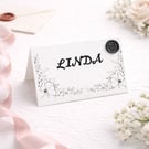Monochrome Bloom Name Cards with Wax Seal  Signature Wedding Table De