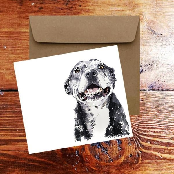 Sugar Staffordshire Bull Terrier Art Square Card(s)Single Pack of 6.Staffie Wate
