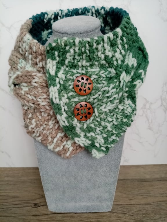 Cable Knit Neck Warmer Fair Isle Style