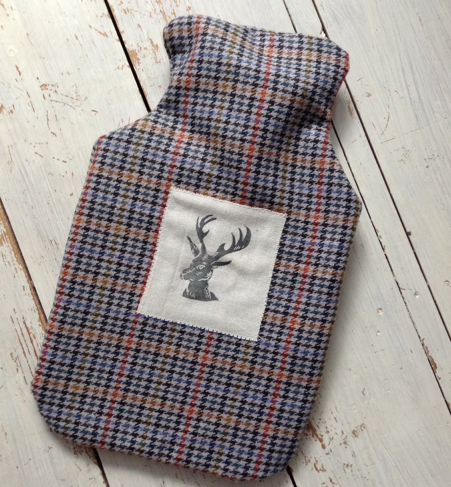 Hand printed Stag Hot water Bottle Cover