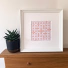 Personalised cryptic crossword gift with Greetings card and framed print
