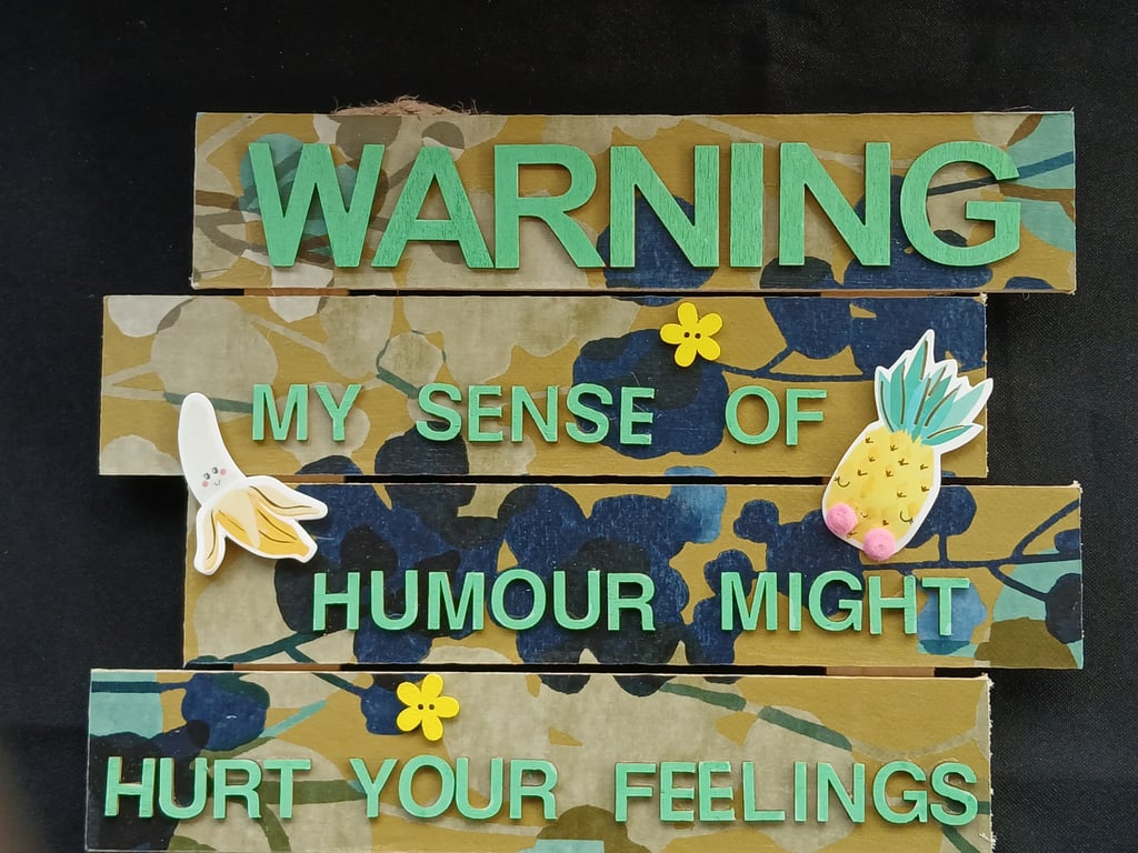 Hand decorated hanging wooden sign 