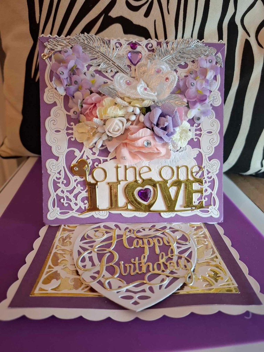 Hand Crafted Decoupage & Collage Easel Card For All Occasions Free P&P