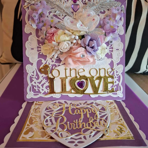 Hand Crafted Decoupage & Collage Easel Card For All Occasions Free P&P