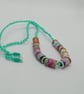Aqua Paper Bead Necklace With Wire Ends - Image 3