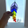 Stained Glass Feather Suncatcher - Handmade Window Decoration - Multi