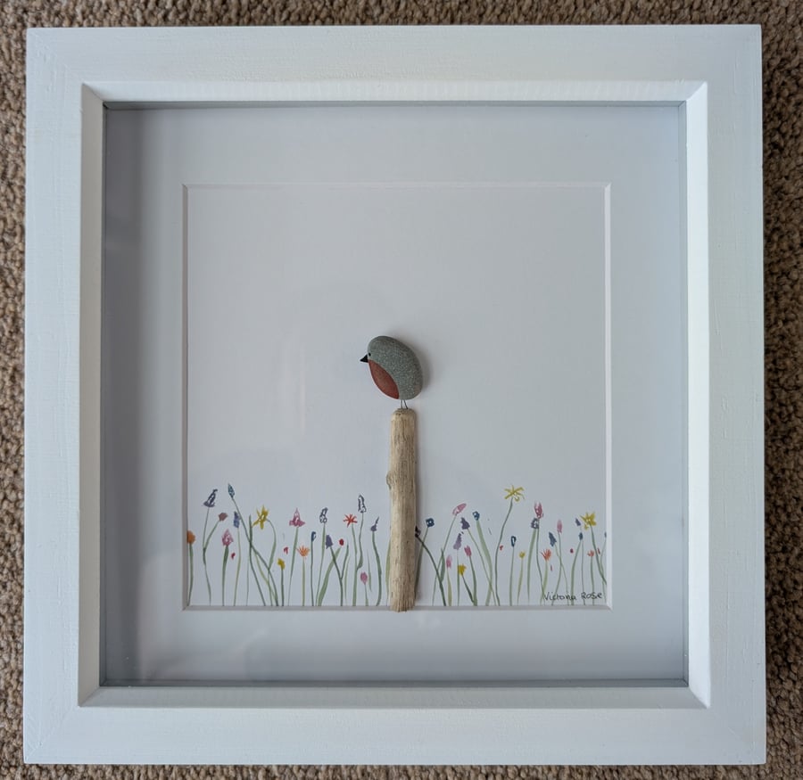 Robin in spring garden