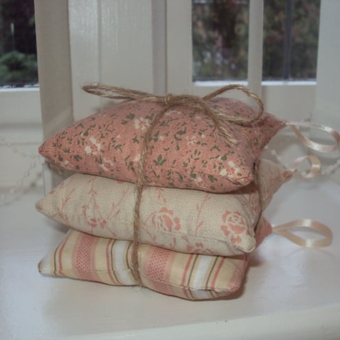 Set of 3 handmade lavender scented mini pillows