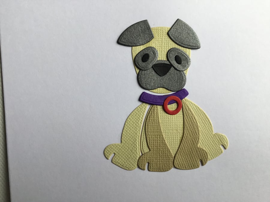 Cute pug type dog card. CC383