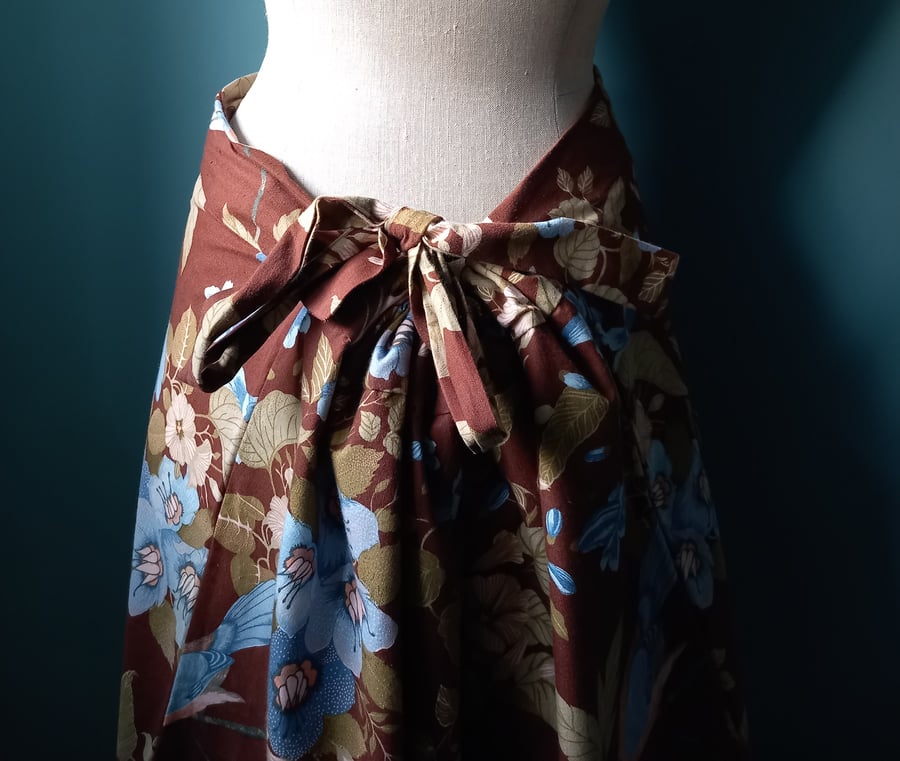 Handmade skirt.  Adjustable waist  cotton with birds and flowers