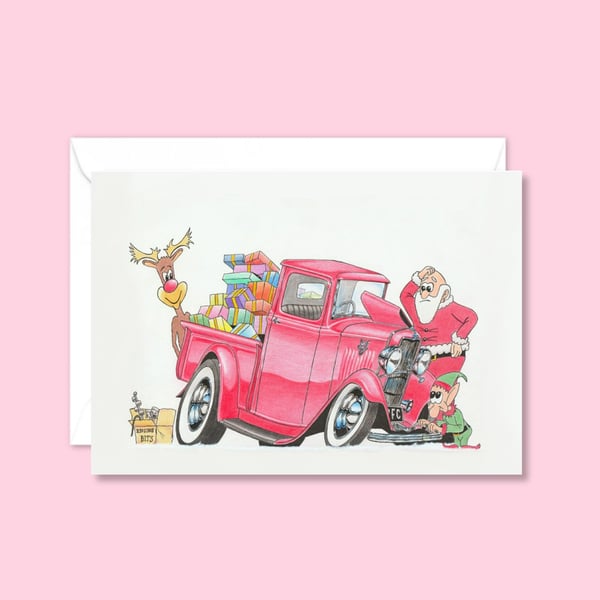 Funny Santa Christmas Card: Father Christmas and his Little Helpers (602)