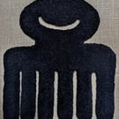 HandTufted Duafe Adinkra Textile Wall Art  Black A3 Mounted Fibre Artwork