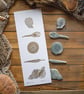 Beachcombing Finds - original linocut print - 42x16cm