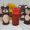 Set of Three  Hand Knitted Animal Hand Puppets