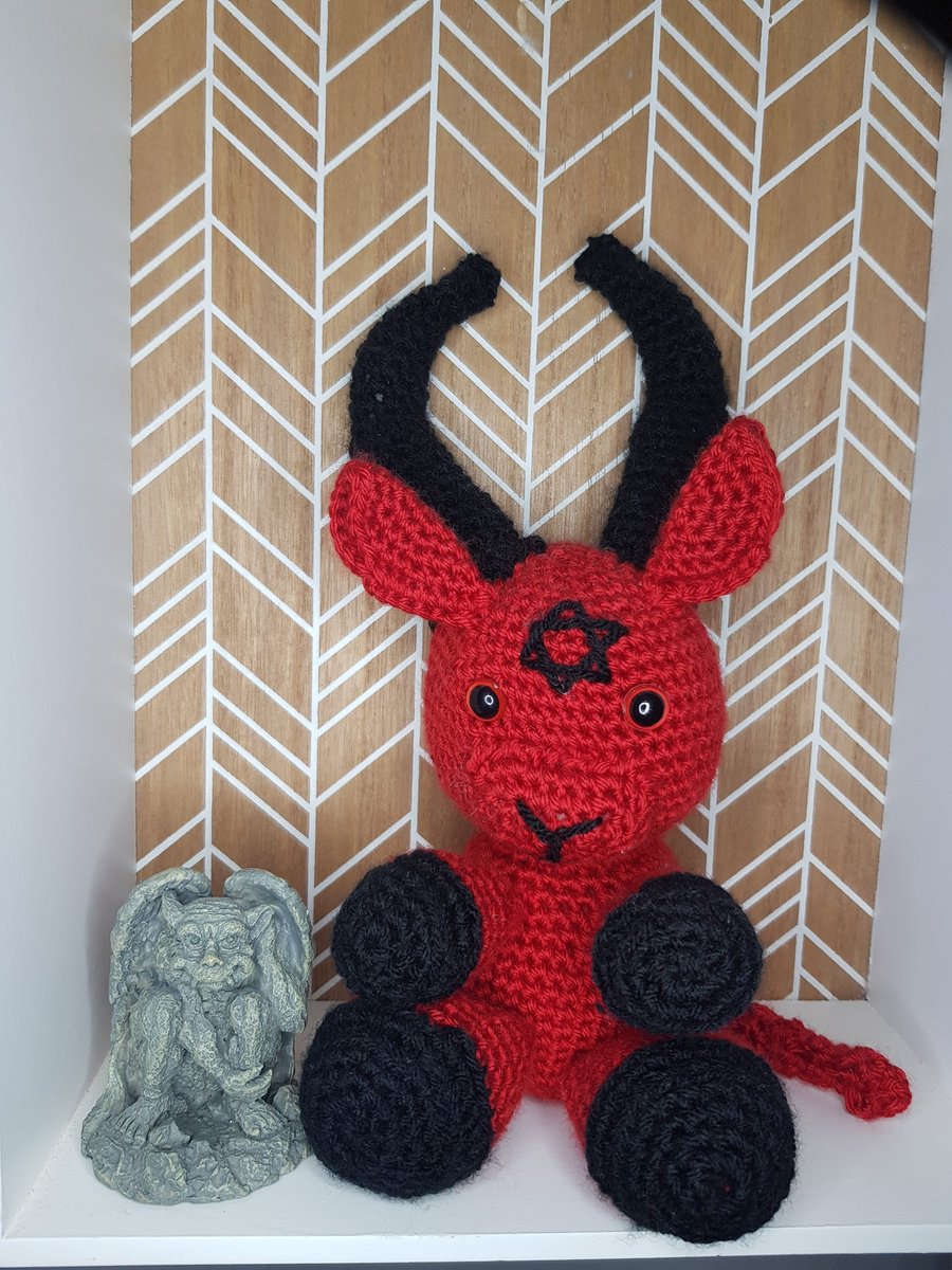 baby baphomet crochet teddy, devil goat,