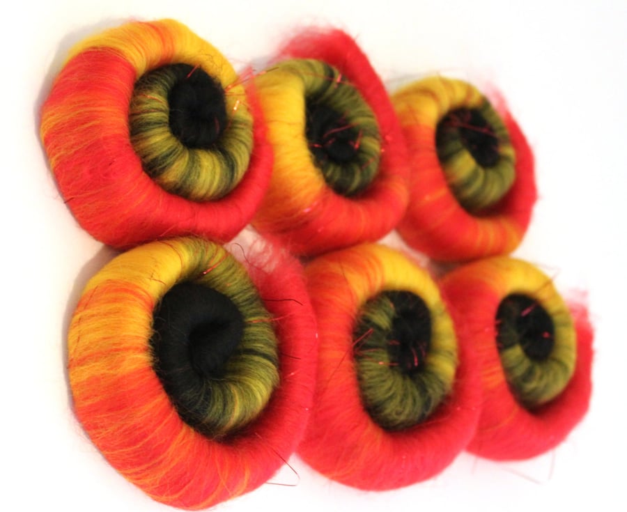 Tulips Hand Pulled Rolags Merino Wool & Angelina Sparkle 100g
