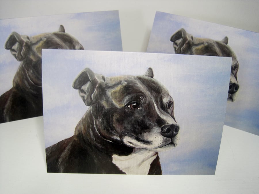 Staffie Dog Blank Greetings Card Staffordshire Terrier