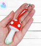 Crochet red toadstool, mushroom decoration, bag charm. Toadstool keyring. - Image 5