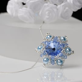 Crystal Rivoli Pendant in Light Sapphire