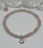 Rose quartz love heart bracelet