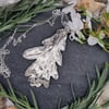 Real oak leaf preserved in silver pendant necklace