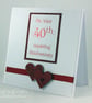 Handmade 40th Wedding anniversary card, ruby wedding anniversary - Image 1