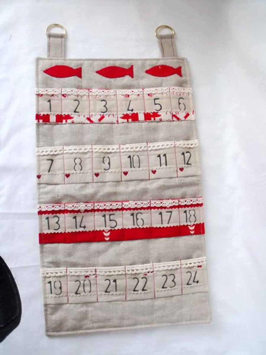 cat hanging christmas advent calendar for storing small cat gifts or treats in