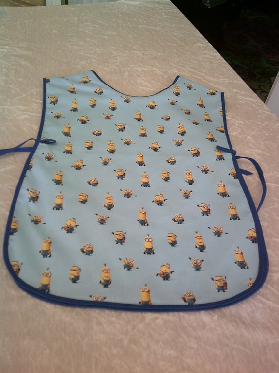 Child's Tabard Apron with Minions on Pale Blue