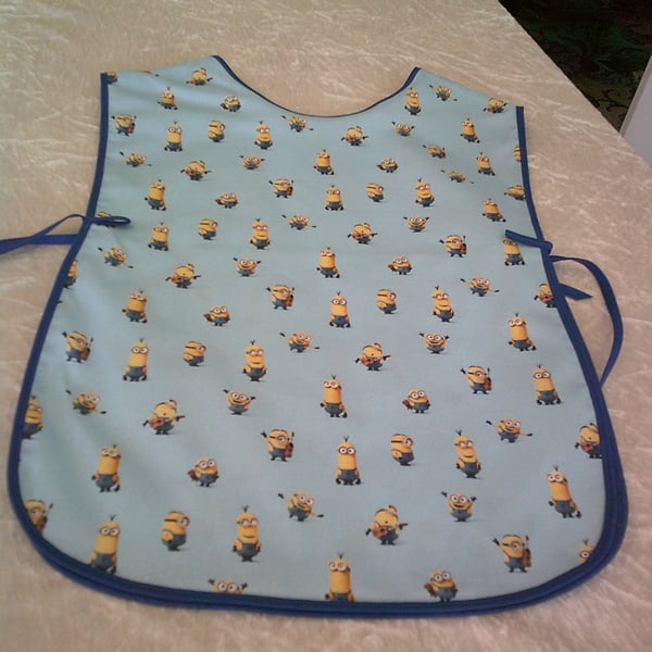 Child's Tabard Apron with Minions on Pale Blue