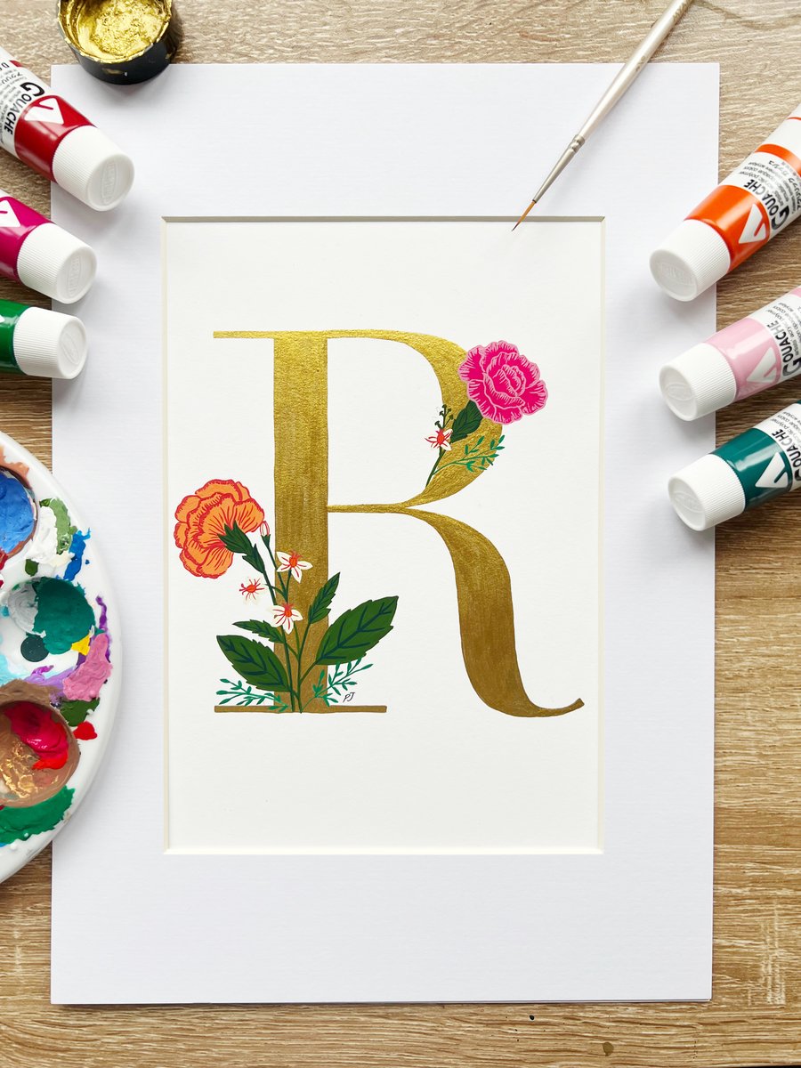 Personalised Letter Painting with Florals