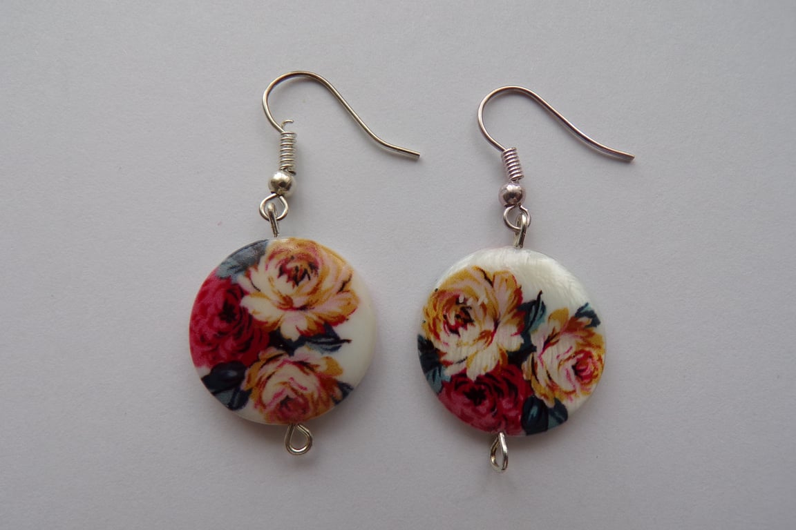 Shell Earrings, Rose Earrings, Earrings