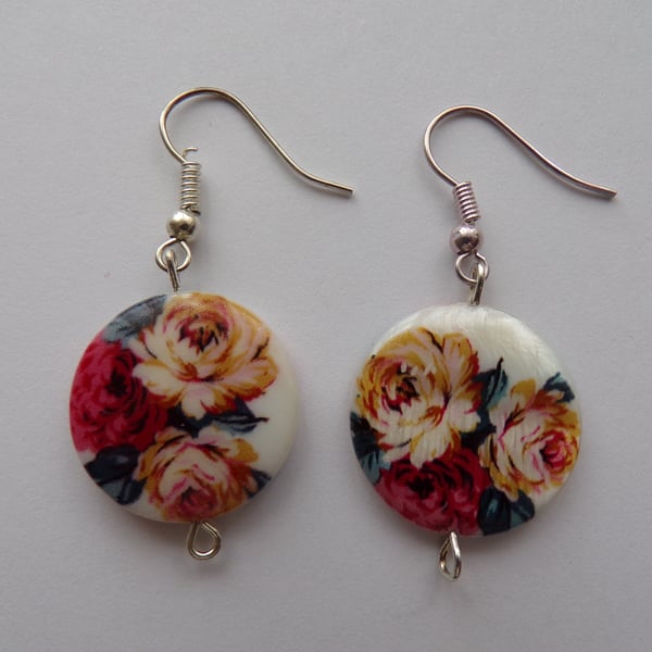 Shell Earrings, Rose Earrings, Earrings