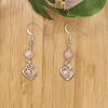 Rose Quartz and Pink Rhinestone Hearts Earrings