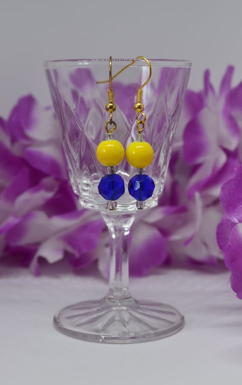 Bright and Bold Yellow and Blue Earrings