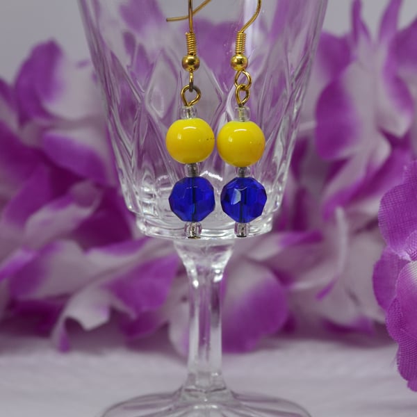 Bright and Bold Yellow and Blue Earrings