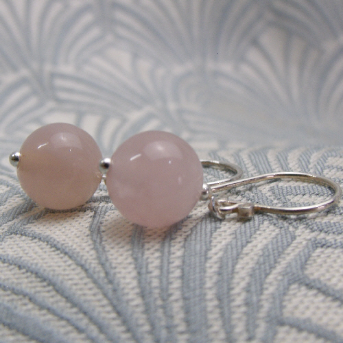 Short Rose Quartz Earrings, Drop Earrings, Pink Semi-Precious Stone Earrings DD7