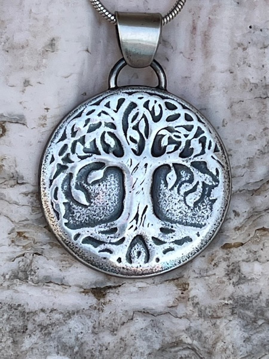 Fine silver tree of life pendant